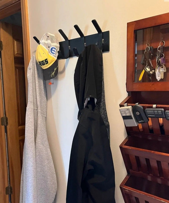 Riseform Wall Mounted Metal Coat Rack Coat Rack 10" Wall Mount Length Finish Black Powder Coat | Industrial Farm Co