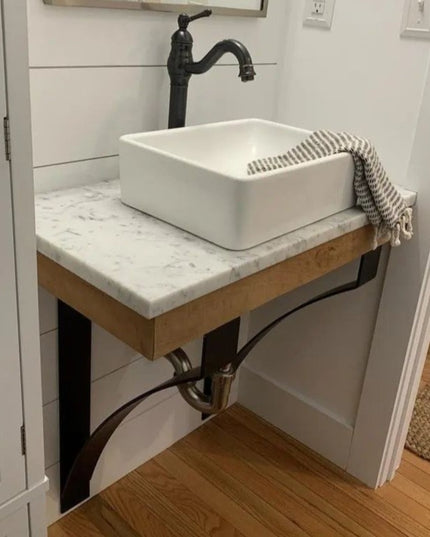 The Rochester Countertop and Desk Supports Brackets/Corbels 8" Depth x 20" Wall Mount Length Finish Raw - Uncoated Metal | Industrial Farm Co