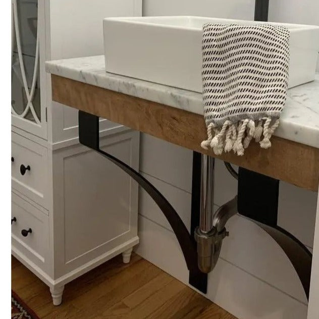 The Rochester Countertop and Desk Supports Brackets/Corbels 8" Depth x 20" Wall Mount Length Finish Black Powder Coat | Industrial Farm Co