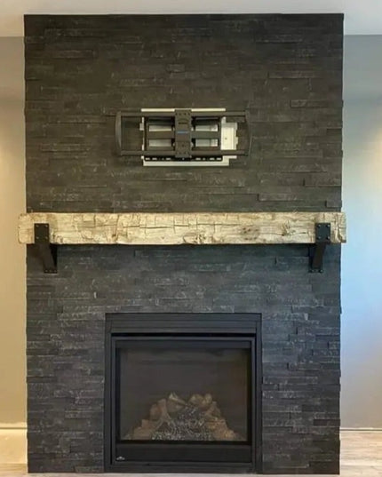 The Spafford Mantel Support Brackets/Corbels 6" Depth x 6" Wall Mount Length Finish Black Powder Coat | Industrial Farm Co