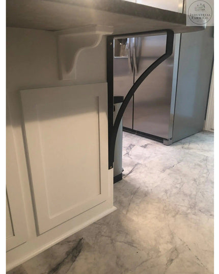 The Syracuse Countertop Supports Brackets/Corbels 8" Depth x 24" Wall Mount Length Finish Gold Powder Coat | Industrial Farm Co