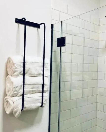 The Tyler Bathroom Towel Rack Towel Holder 12" Wall Mount Length Finish Black Powder Coat | Industrial Farm Co