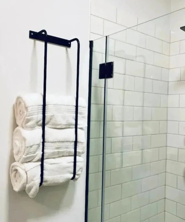 The Tyler Bathroom Towel Rack Towel Holder 12" Wall Mount Length Finish Black Powder Coat | Industrial Farm Co