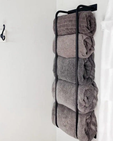 The Tyler Bathroom Towel Rack Towel Holder 18" Wall Mount Length Finish Black Powder Coat | Industrial Farm Co