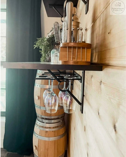 The White Plains Wine Glass Rack Wine Glass Rack Bare/Raw Metal   | Industrial Farm Co