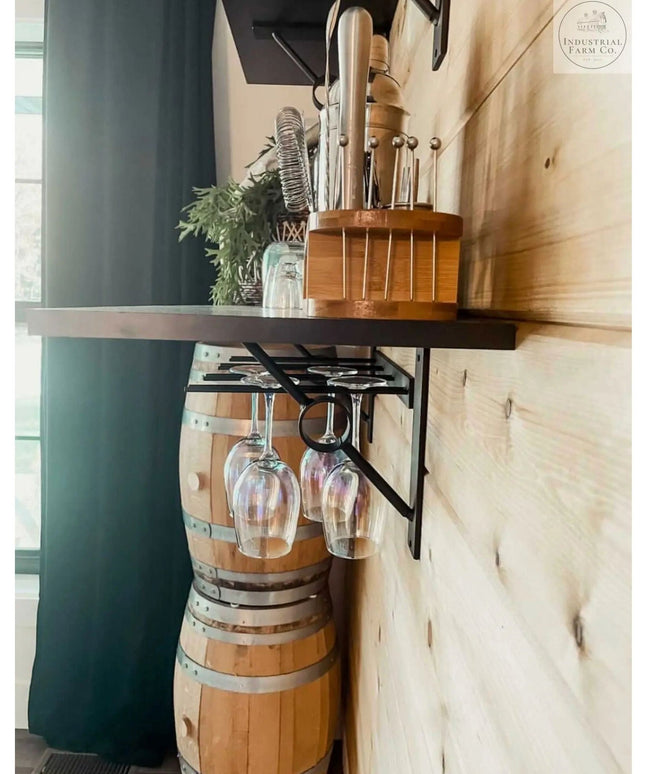 The White Plains Wine Glass Rack Wine Glass Rack Bare/Raw Metal   | Industrial Farm Co