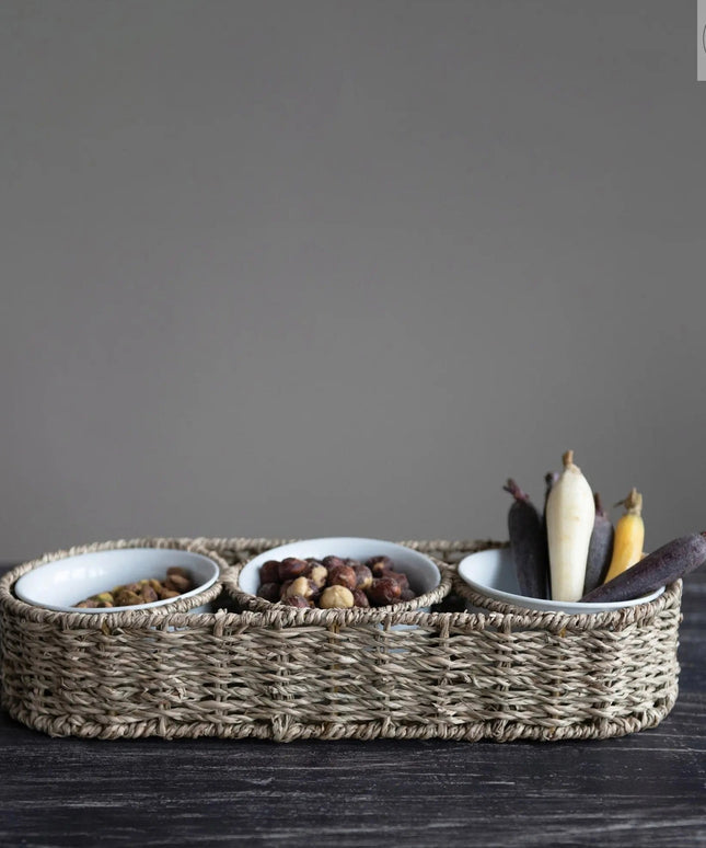 3 Bowl Woven Serving Basket  Default Title   | Industrial Farm Co